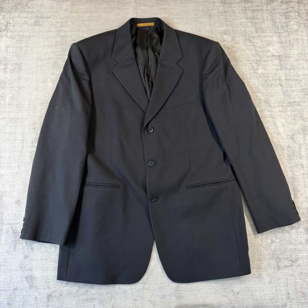 Yves Saint Laurent Blazer Mens 52 Black Vintage 3 Button Wool Sport Coat YSL